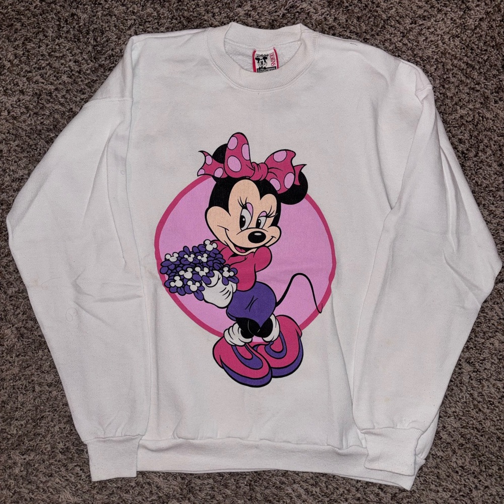 Disney White Sweatshirt with Pink and Black Accents